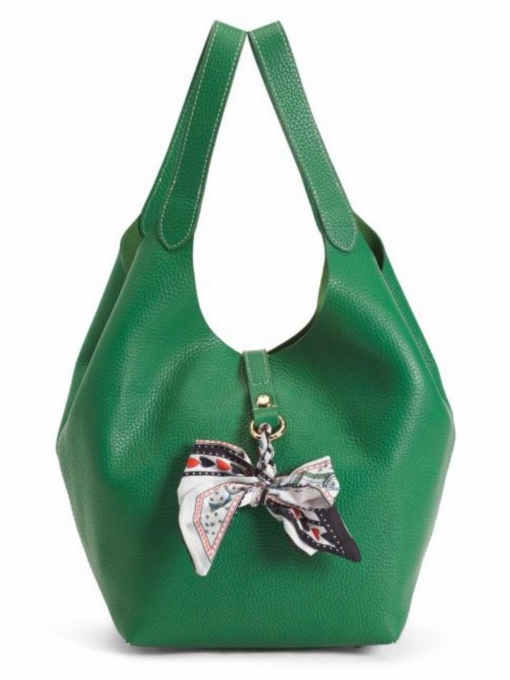 LA VIA Frienze | Kelly Green Pebble Hobo Tote w/ Wallet Removable Bag Charm